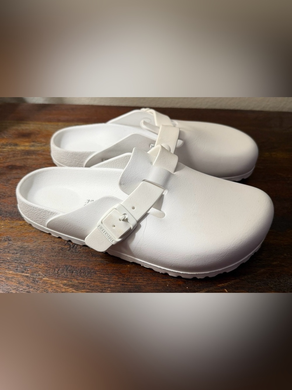 Birkenstock White EVA Boston Clogs - Slip-On Buckle Mules size 39/8.5